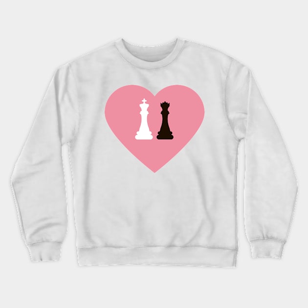 Pink Chess Heart Crewneck Sweatshirt by SlieptsovaArt